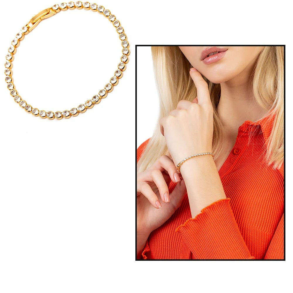 Armband in Goldfarbe mit weißen Zirkonsteinen