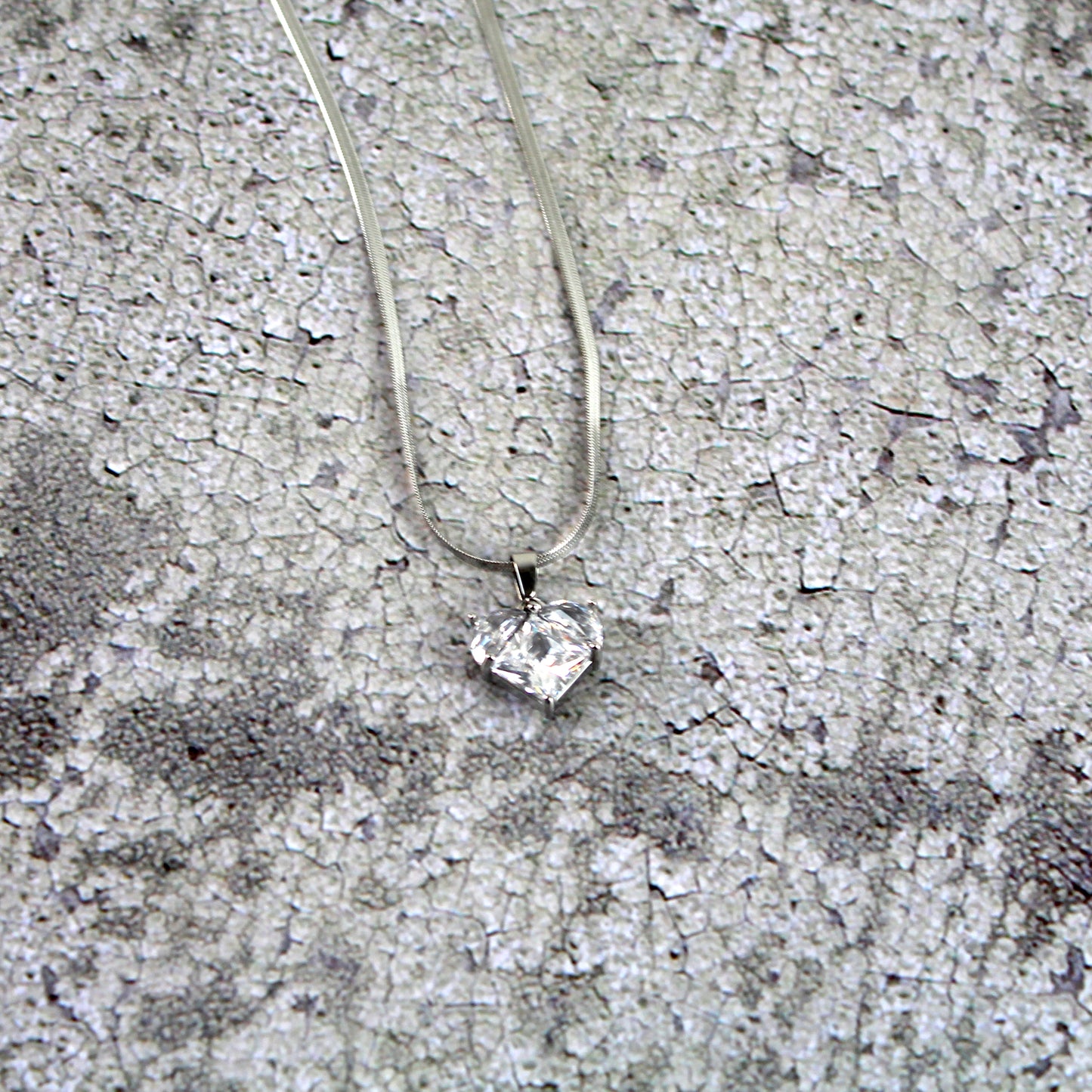 crystal stone heart necklace