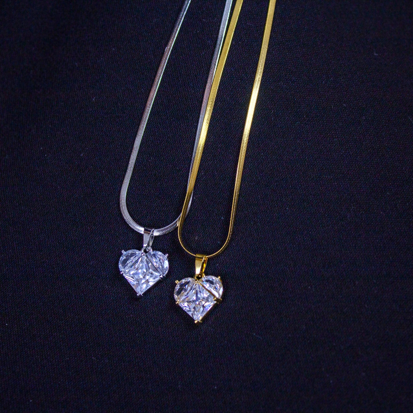 crystal stone heart necklace