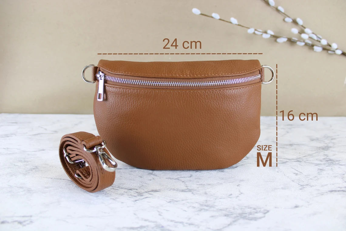 Braune Ledertasche mit Riemen – Elegante Umhängetasche für Jeden Anlass