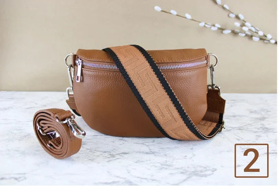 Braune Ledertasche mit Riemen – Elegante Umhängetasche für Jeden Anlass