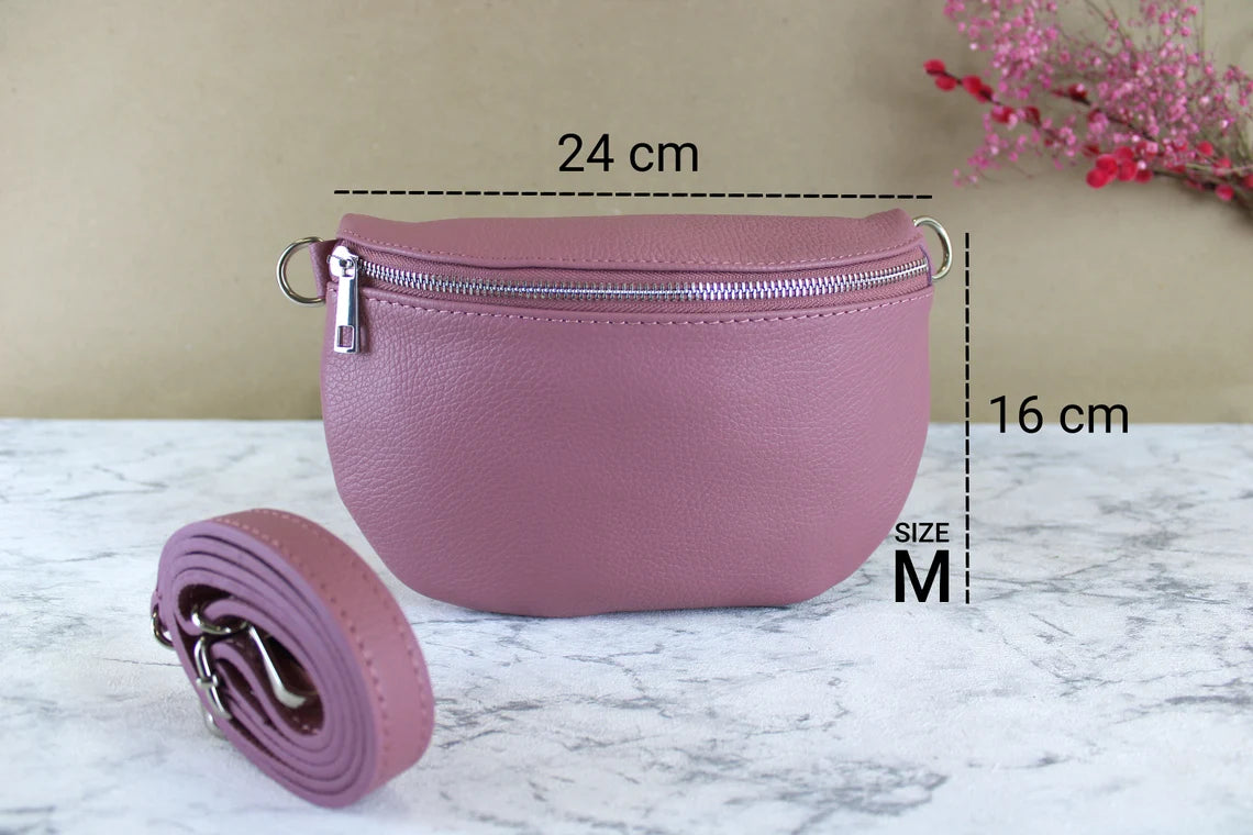 Rosa Ledertasche mit Riemen – Stilvolle Handtasche für Jeden Anlass