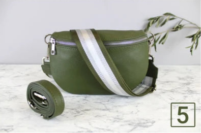 Khaki Grüne Ledertasche mit Riemen